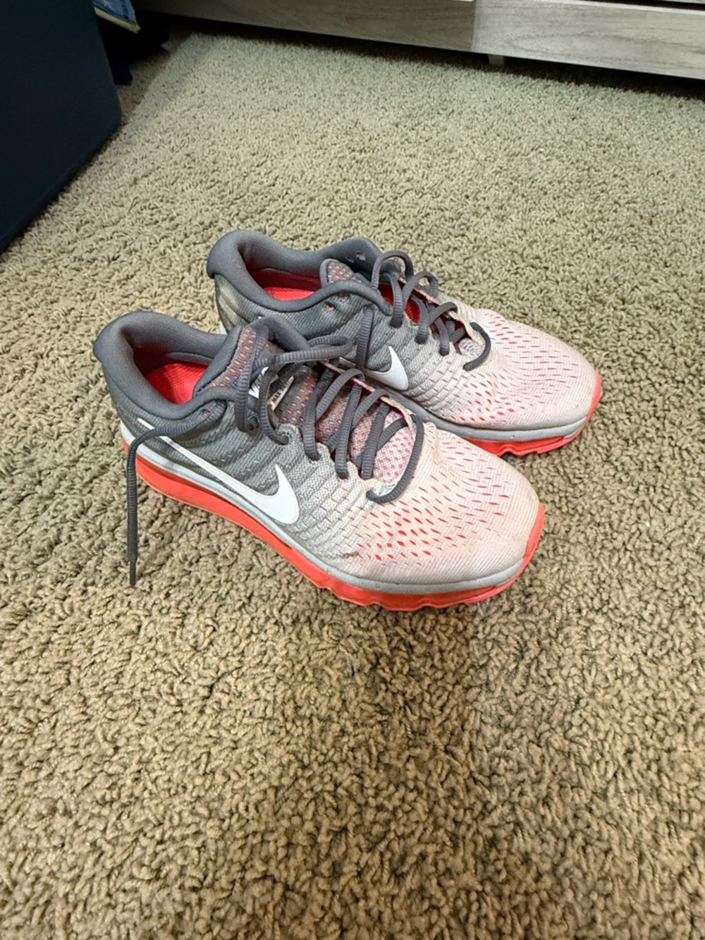 Nike Women’s Gray and Coral/Red Breathable Running Sneakers